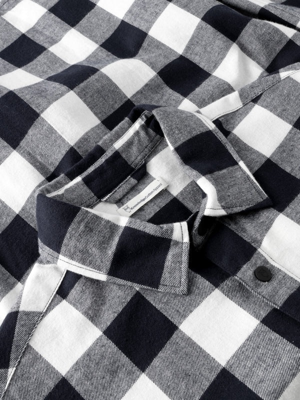 KnowledgeCotton Apparel - MEN Organic Cotton Checked Flannel Shirt GOTS Shirts 7021 blue check