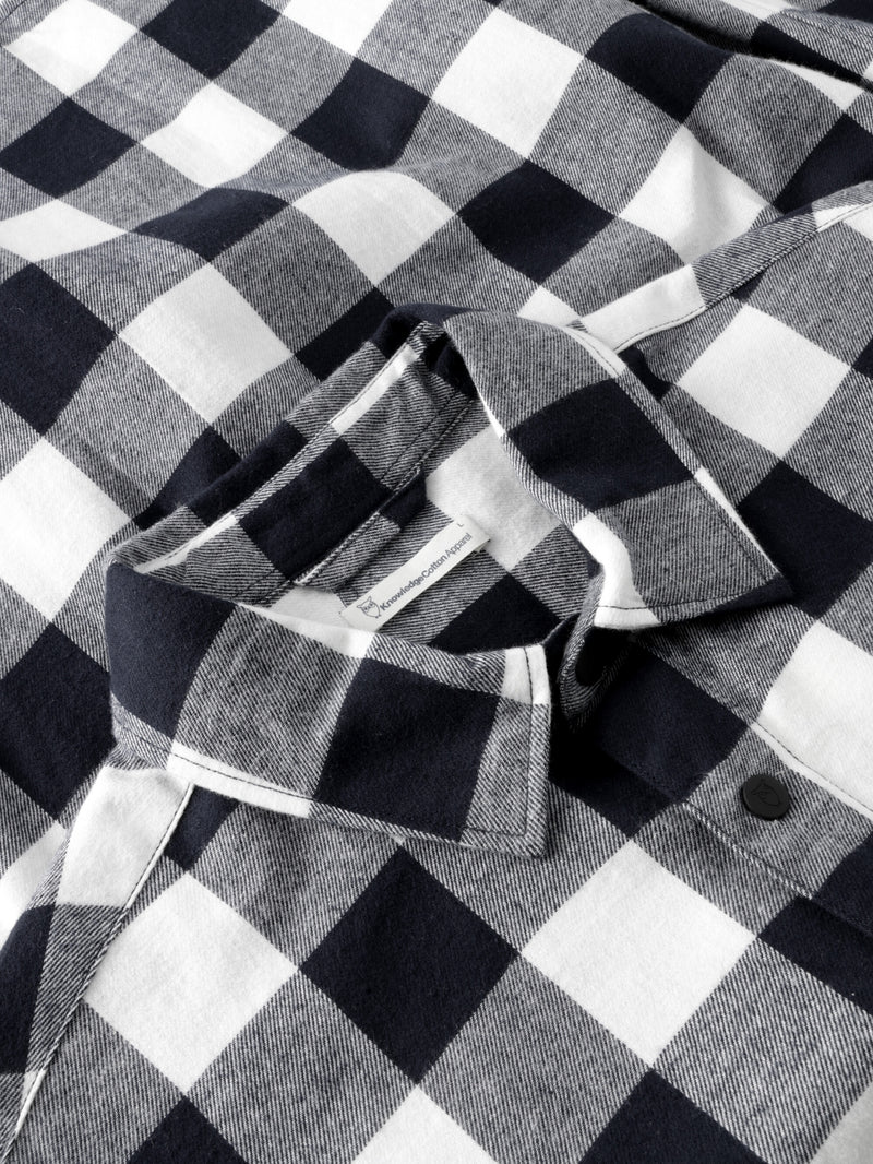 KnowledgeCotton Apparel - MEN Organic Cotton Checked Flannel Shirt GOTS Shirts 7021 blue check