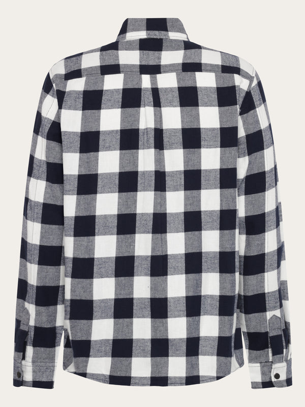 KnowledgeCotton Apparel - MEN Organic Cotton Checked Flannel Shirt GOTS Shirts 7021 blue check