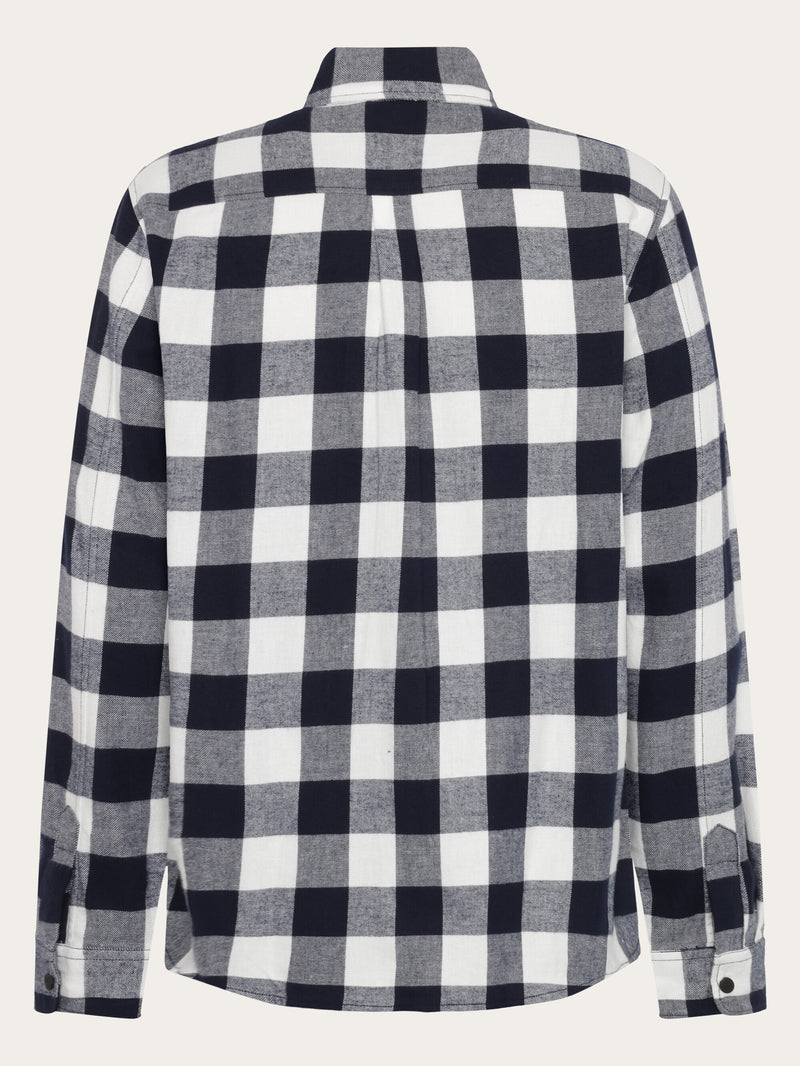 KnowledgeCotton Apparel - MEN Organic Cotton Checked Flannel Shirt GOTS Shirts 7021 blue check
