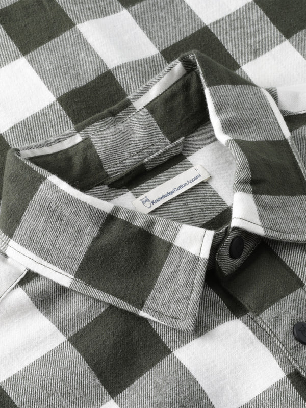 KnowledgeCotton Apparel - MEN Organic Cotton Checked Flannel Shirt GOTS Shirts 7023 Green check