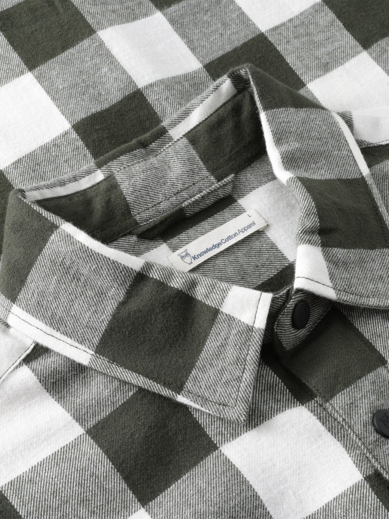KnowledgeCotton Apparel - MEN Organic Cotton Checked Flannel Shirt GOTS Shirts 7023 Green check
