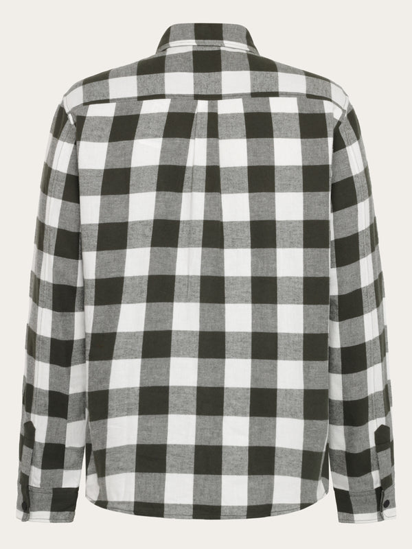 KnowledgeCotton Apparel - MEN Organic Cotton Checked Flannel Shirt GOTS Shirts 7023 Green check