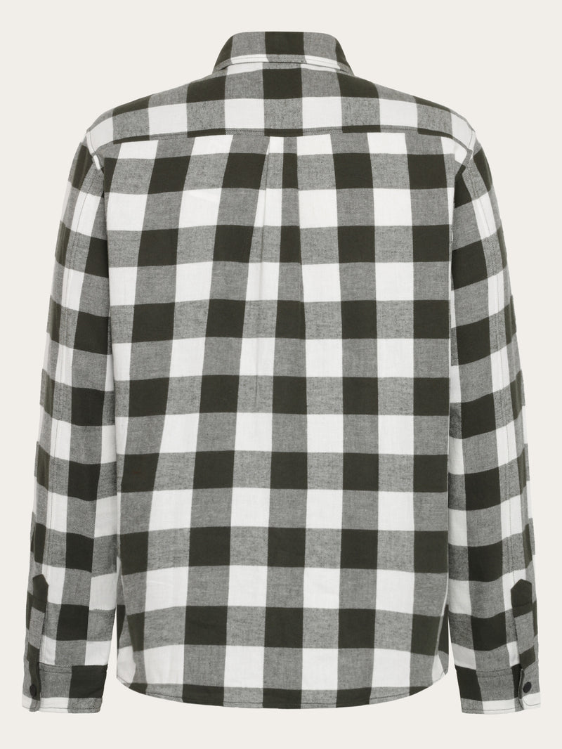 KnowledgeCotton Apparel - MEN Organic Cotton Checked Flannel Shirt GOTS Shirts 7023 Green check