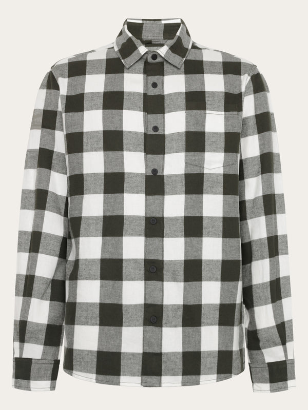 KnowledgeCotton Apparel - MEN Organic Cotton Checked Flannel Shirt GOTS Shirts 7023 Green check