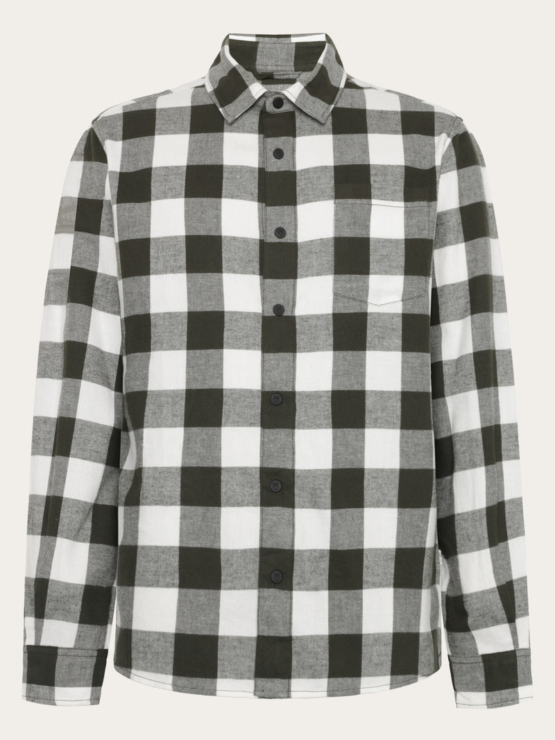 KnowledgeCotton Apparel - MEN Organic Cotton Checked Flannel Shirt GOTS Shirts 7023 Green check
