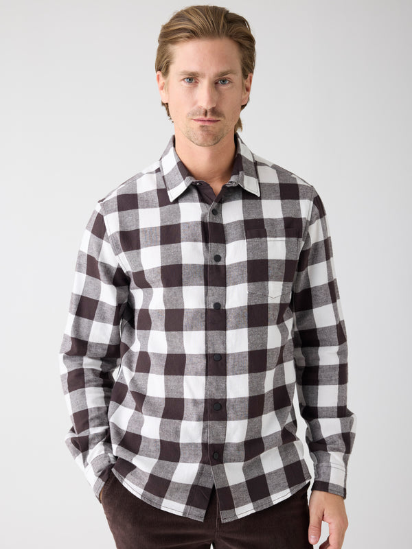 KnowledgeCotton Apparel - MEN Organic Cotton Checked Flannel Shirt GOTS Shirts 7026 Brown check