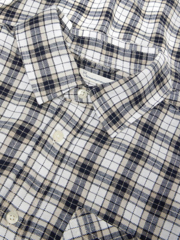 KnowledgeCotton Apparel - MEN Organic Cotton Checked Flannel Shirt GOTS Shirts 7021 blue check