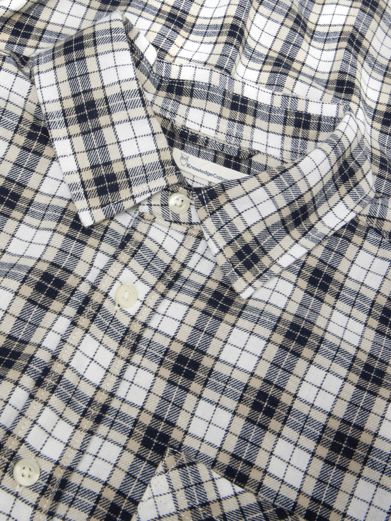 KnowledgeCotton Apparel - MEN Organic Cotton Checked Flannel Shirt GOTS Shirts 7021 blue check