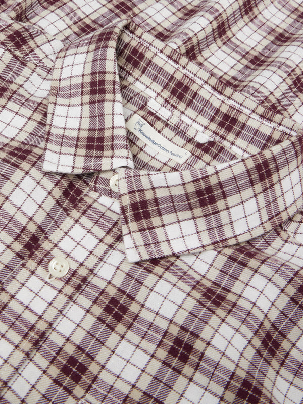 KnowledgeCotton Apparel - MEN Organic Cotton Checked Flannel Shirt GOTS Shirts 7025 Red check