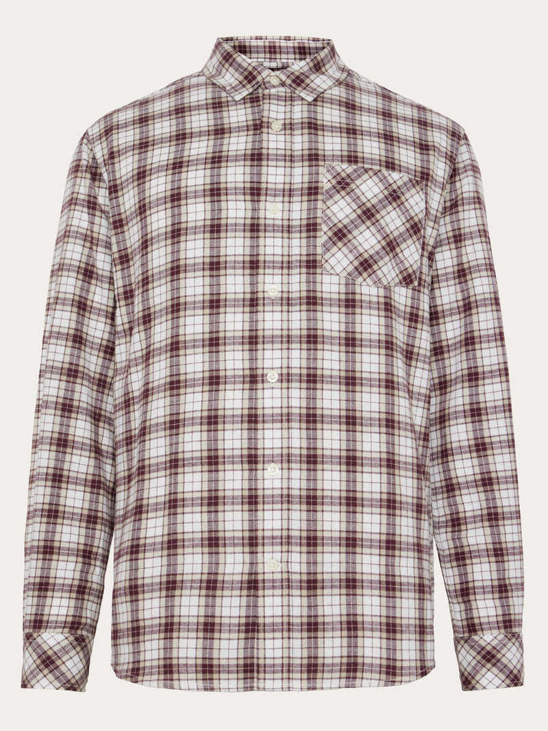 KnowledgeCotton Apparel - MEN Organic Cotton Checked Flannel Shirt GOTS Shirts 7025 Red check