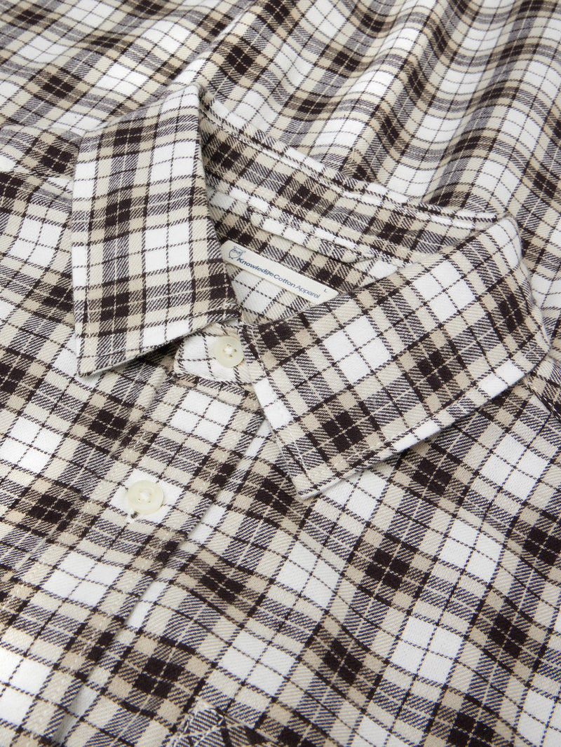 KnowledgeCotton Apparel - MEN Organic Cotton Checked Flannel Shirt GOTS Shirts 7026 Brown check