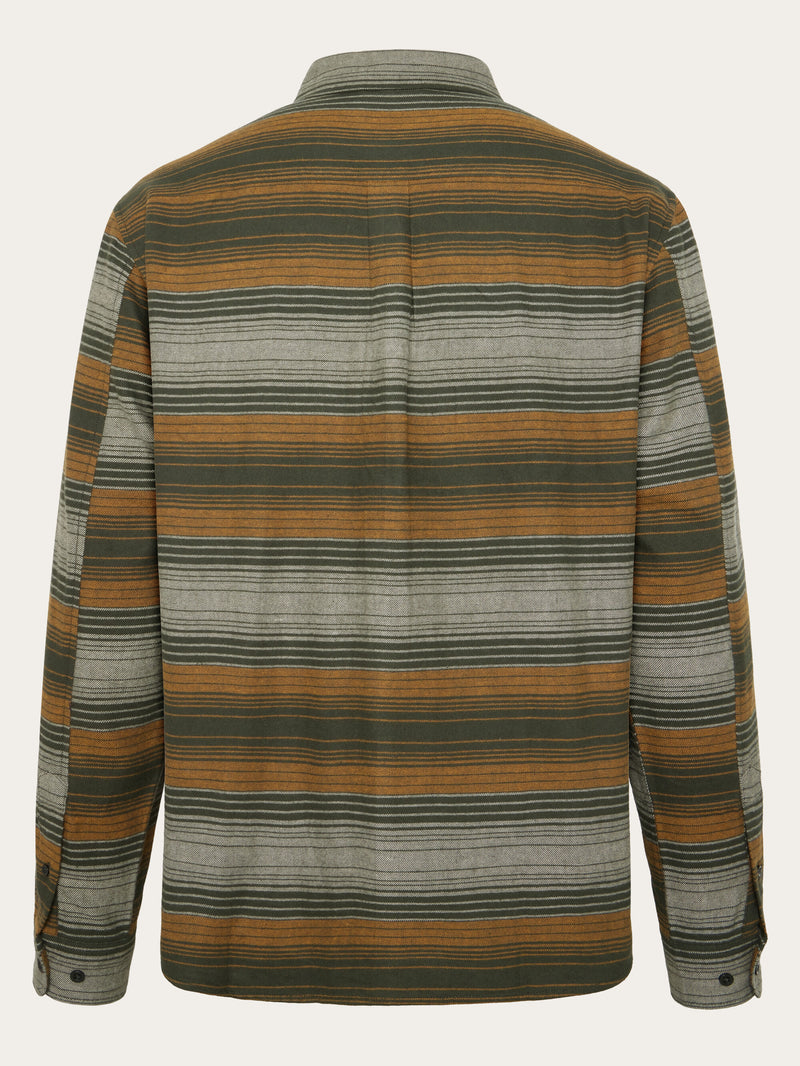 KnowledgeCotton Apparel - MEN Organic Cotton Checked Flannel Shirt GOTS Shirts 8023 Green stripe