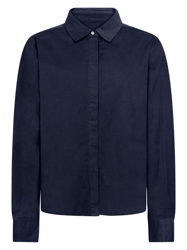 KnowledgeCotton Apparel - WMN Organic Cotton Corduroy Shirt GOTS Shirts 1001 Total Eclipse
