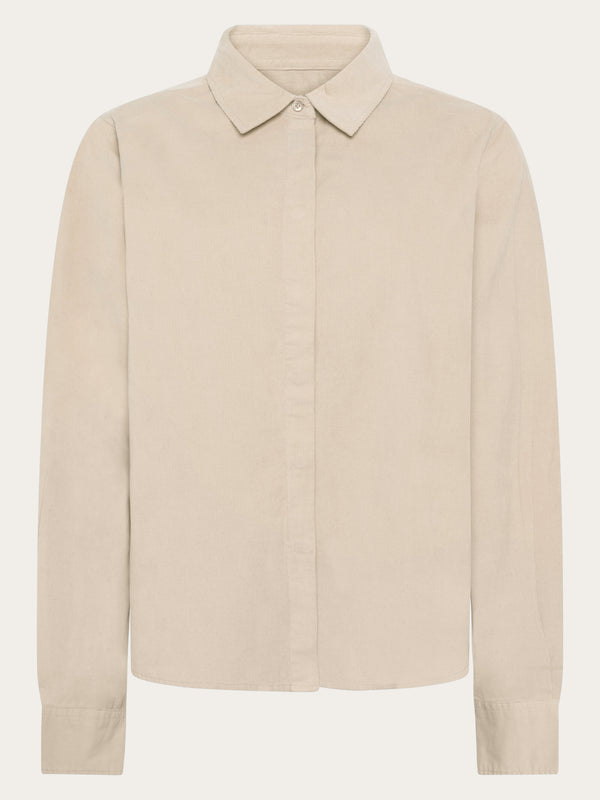 KnowledgeCotton Apparel - WMN Organic Cotton Corduroy Shirt GOTS Shirts 1228 Light feather gray