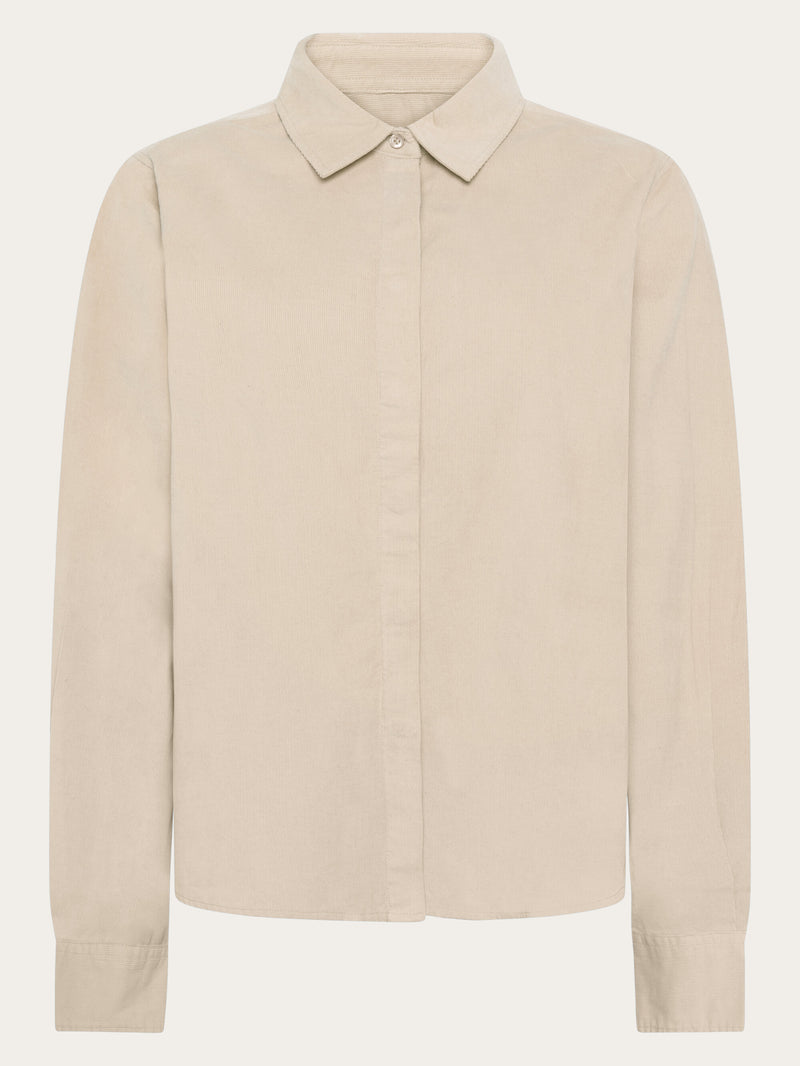 KnowledgeCotton Apparel - WMN Organic Cotton Corduroy Shirt GOTS Shirts 1228 Light feather gray