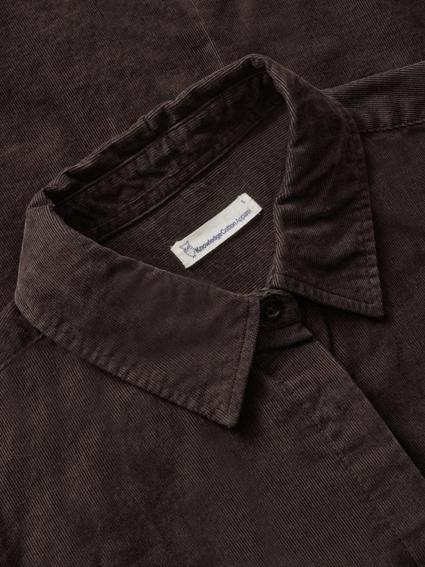 KnowledgeCotton Apparel - WMN Organic Cotton Corduroy Shirt GOTS Shirts 1487 Chocolate Torte