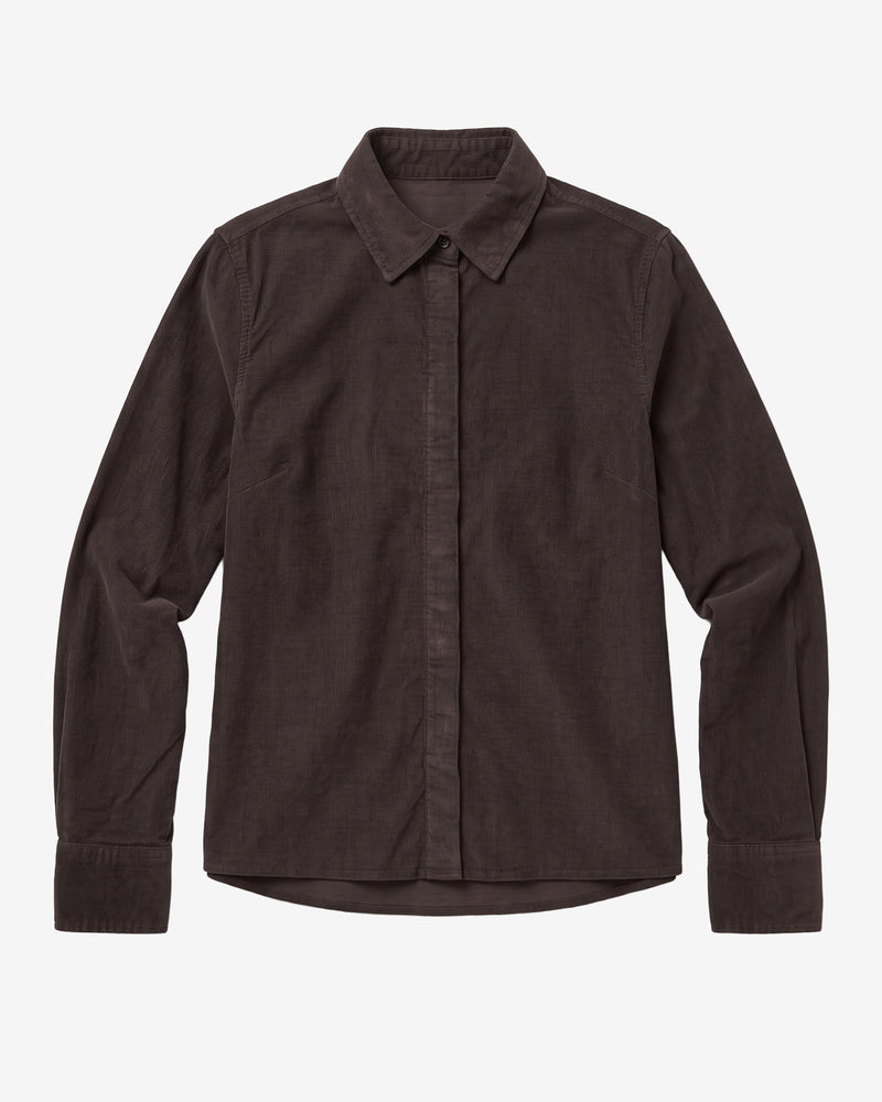 KnowledgeCotton Apparel - WMN Organic Cotton Corduroy Shirt GOTS Shirts 1487 Chocolate Torte