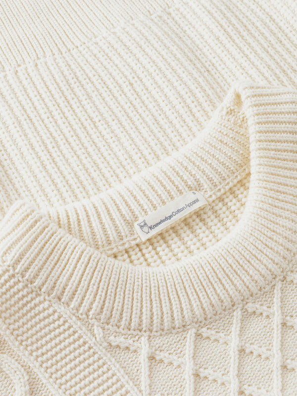 KnowledgeCotton Apparel - WMN Organic Cotton Crew Neck - Regenerative Organic Certified™ - GOTS/Vegan Knits 1387 Egret