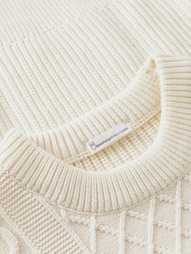 KnowledgeCotton Apparel - WMN Organic Cotton Crew Neck - Regenerative Organic Certified™ - GOTS/Vegan Knits 1387 Egret