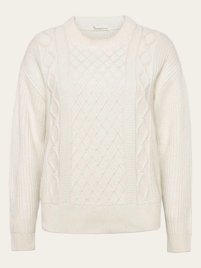 KnowledgeCotton Apparel - WMN Organic Cotton Crew Neck - Regenerative Organic Certified™ - GOTS/Vegan Knits 1387 Egret