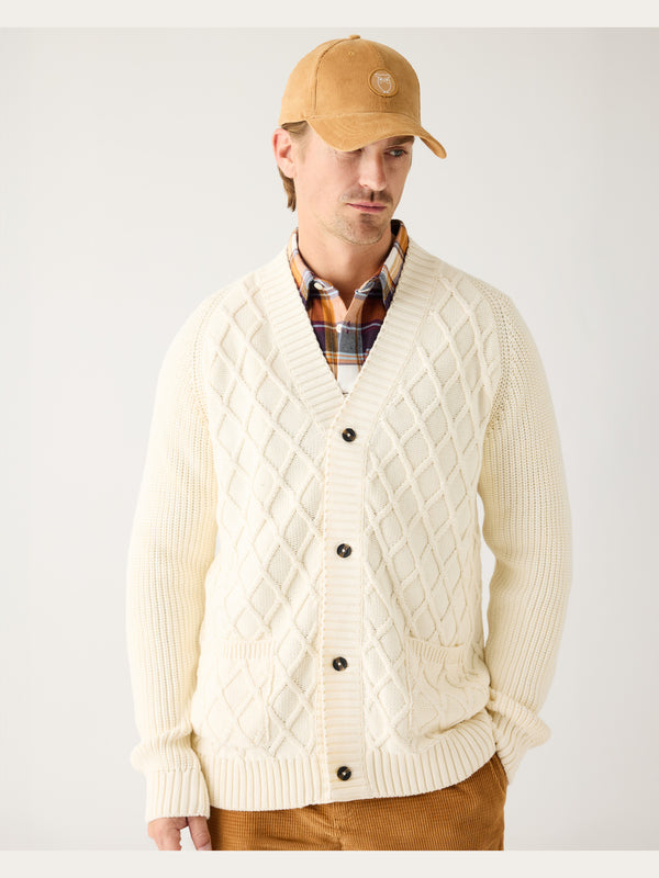KnowledgeCotton Apparel - MEN Organic Cotton Diamond Knit - Regenerative Organic Certified™ - GOTS/Vegan Knits 1387 Egret