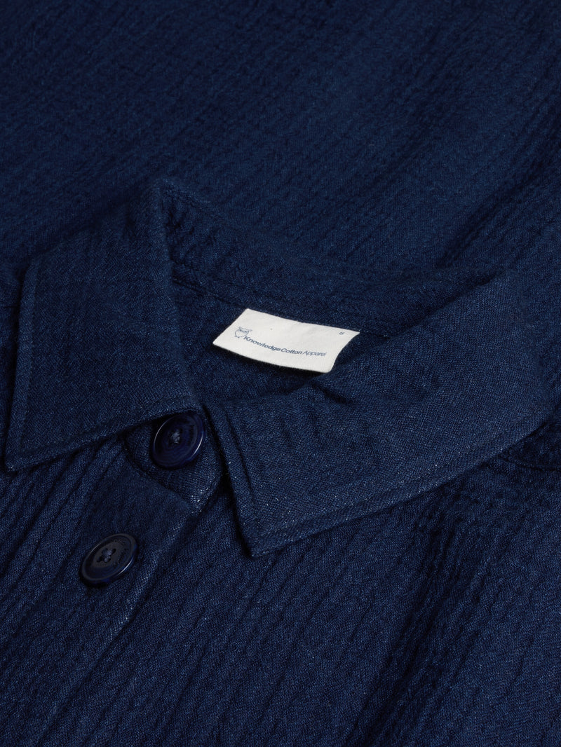KnowledgeCotton Apparel - WMN Organic Cotton Dobby Overshirt GOTS/Vegan Overshirts 1483 Indigo