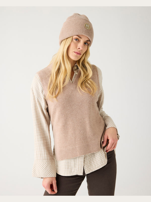 KnowledgeCotton Apparel - WMN Organic Cotton Double layer Shirt GOTS Shirts 7030 Beige check