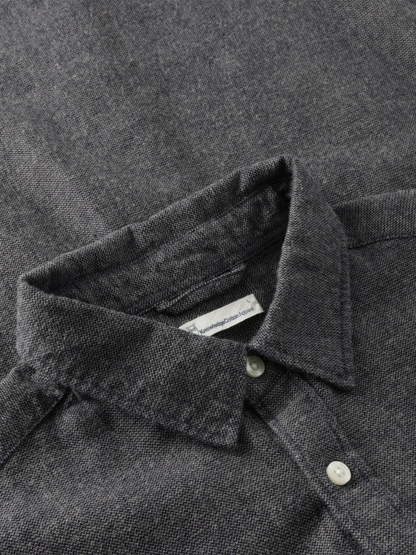 KnowledgeCotton Apparel - MEN Organic Cotton Fishbone Flannel Shirt GOTS Shirts 1412 Night Sky