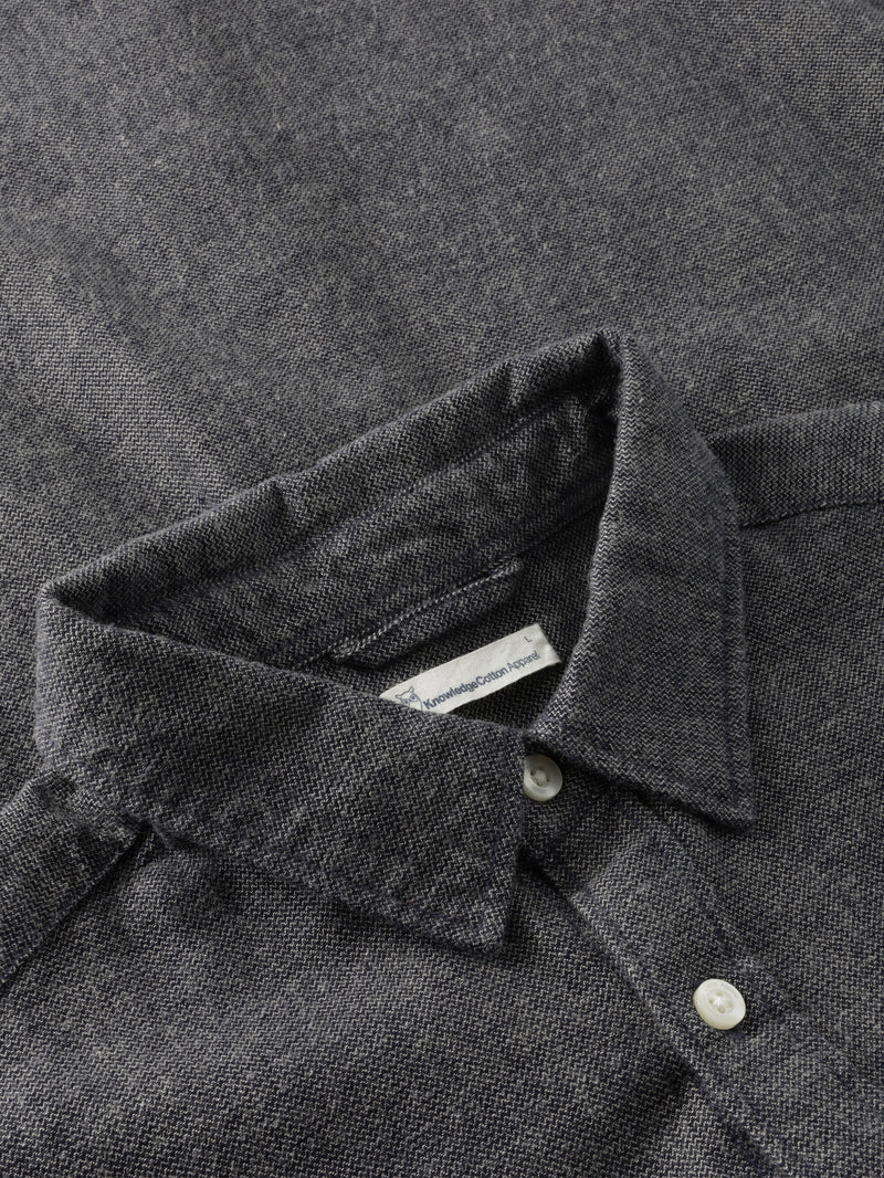 KnowledgeCotton Apparel - MEN Organic Cotton Fishbone Flannel Shirt GOTS Shirts 1412 Night Sky