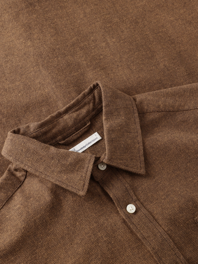 KnowledgeCotton Apparel - MEN Organic Cotton Fishbone Flannel Shirt GOTS Shirts 1487 Chocolate Torte