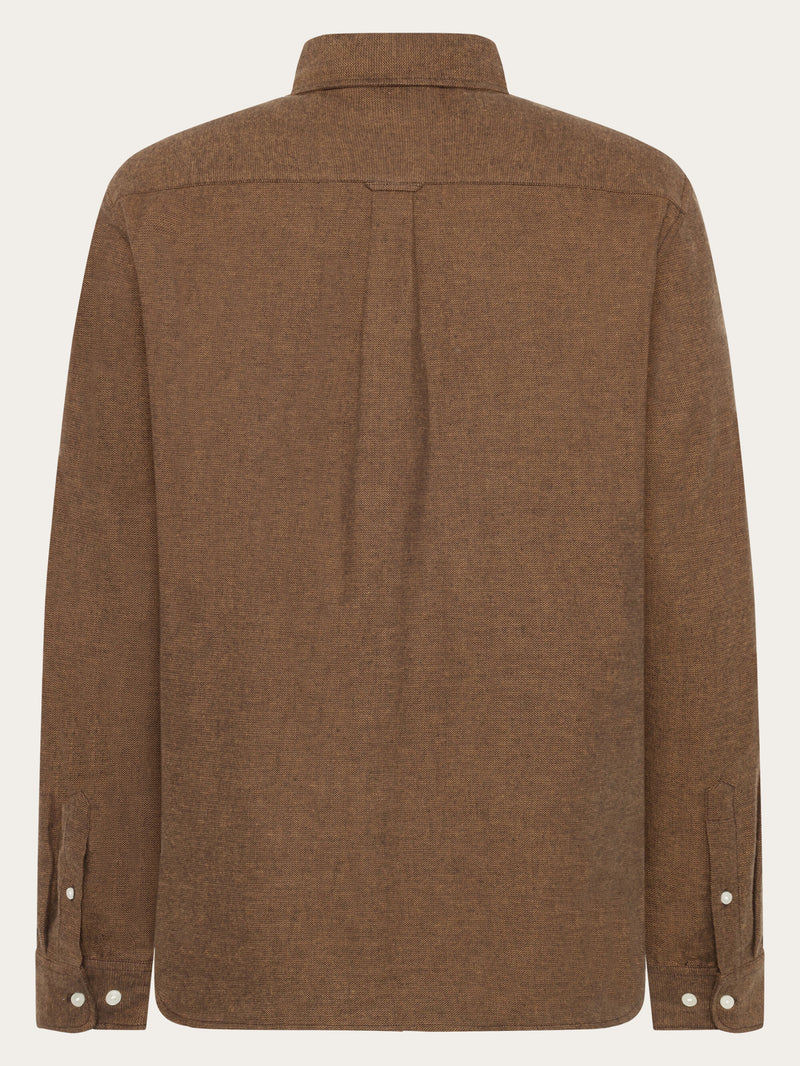 KnowledgeCotton Apparel - MEN Organic Cotton Fishbone Flannel Shirt GOTS Shirts 1487 Chocolate Torte
