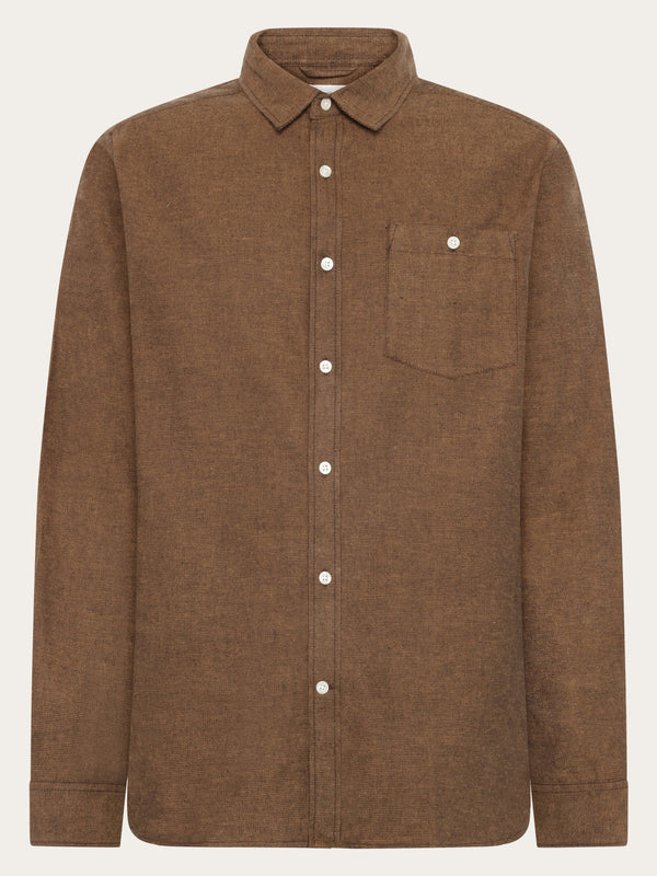 KnowledgeCotton Apparel - MEN Organic Cotton Fishbone Flannel Shirt GOTS Shirts 1487 Chocolate Torte