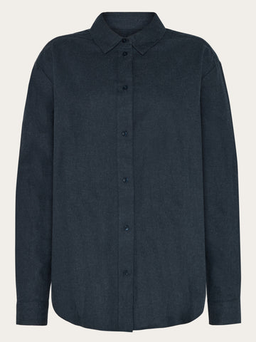 KnowledgeCotton Apparel - WMN Organic Cotton Flannel Shirt GOTS Shirts 1001 Total Eclipse