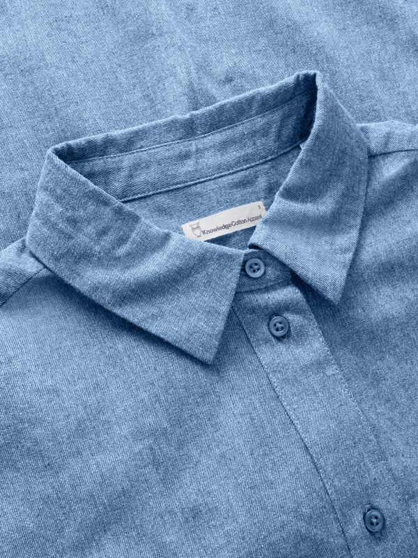 KnowledgeCotton Apparel - WMN Organic Cotton Flannel Shirt GOTS Shirts 1188 Dark Denim