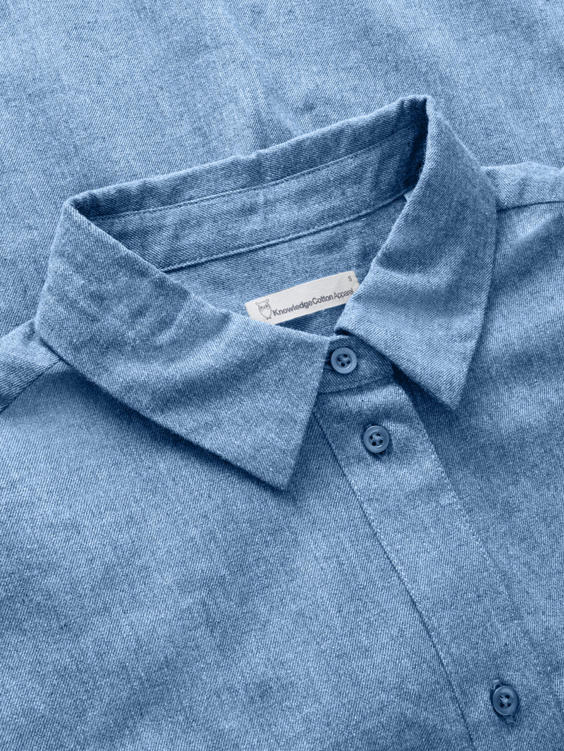 KnowledgeCotton Apparel - WMN Organic Cotton Flannel Shirt GOTS Shirts 1188 Dark Denim