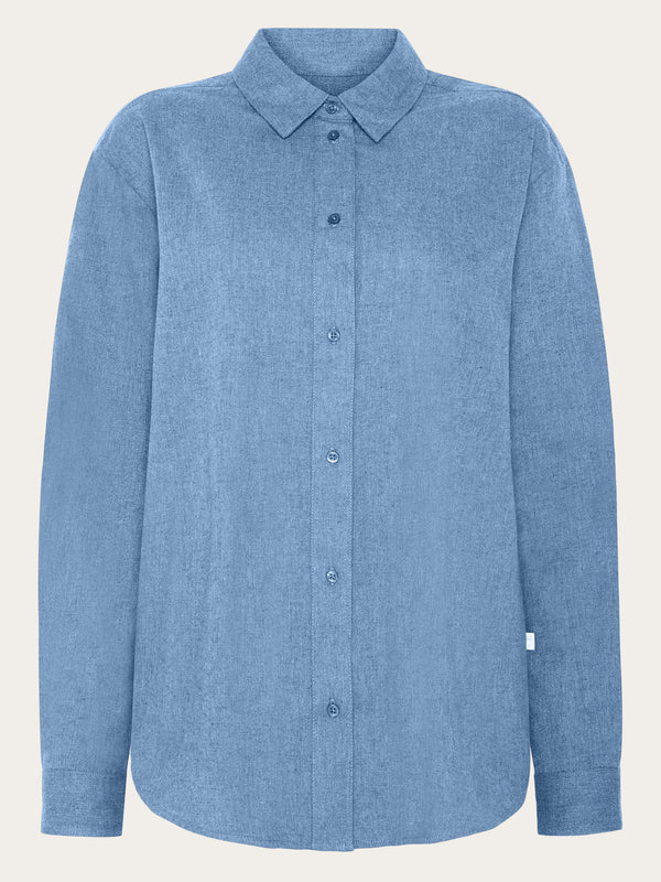 KnowledgeCotton Apparel - WMN Organic Cotton Flannel Shirt GOTS Shirts 1188 Dark Denim