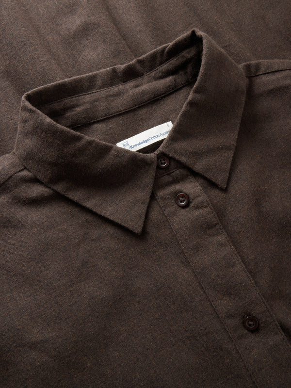 KnowledgeCotton Apparel - WMN Organic Cotton Flannel Shirt GOTS Shirts 1487 Chocolate Torte