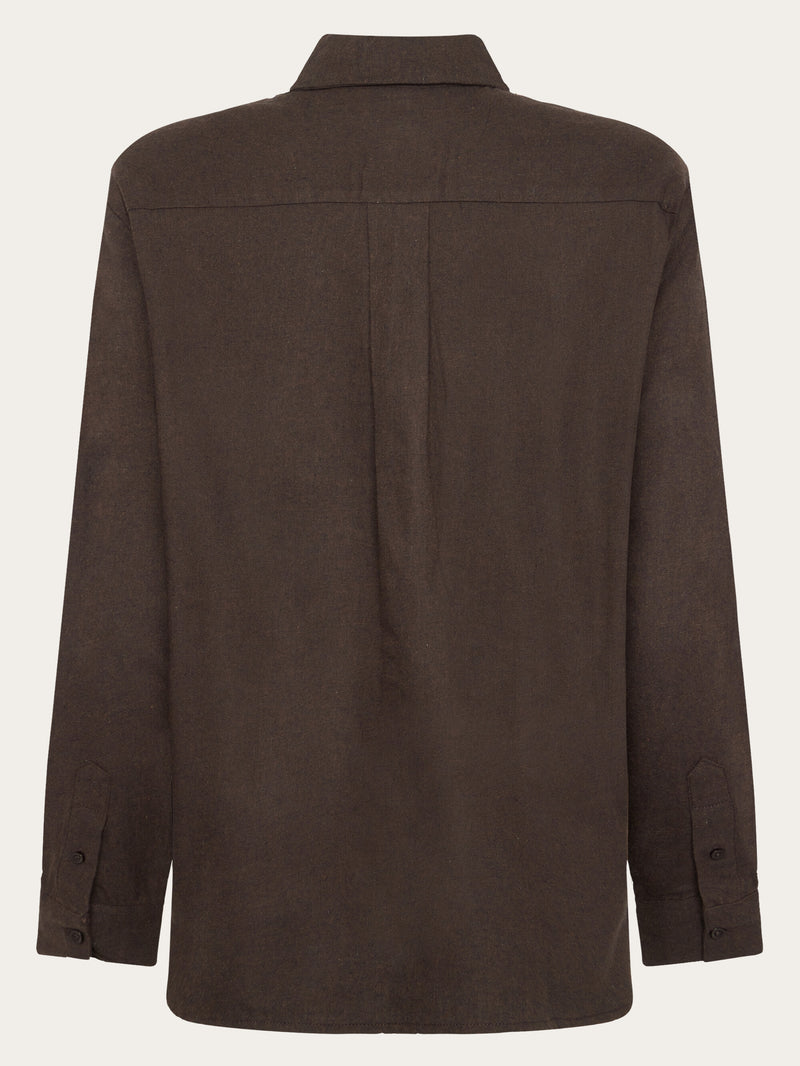 KnowledgeCotton Apparel - WMN Organic Cotton Flannel Shirt GOTS Shirts 1487 Chocolate Torte