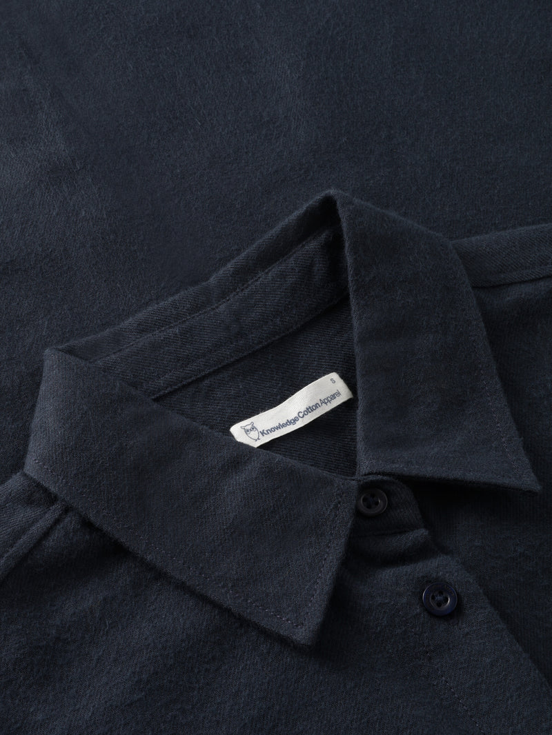 KnowledgeCotton Apparel - WMN Organic Cotton Flannel Shirt GOTS Shirts 1001 Total Eclipse