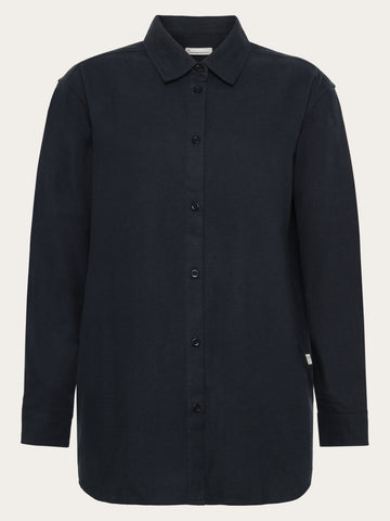 KnowledgeCotton Apparel - WMN Organic Cotton Flannel Shirt GOTS Shirts 1001 Total Eclipse