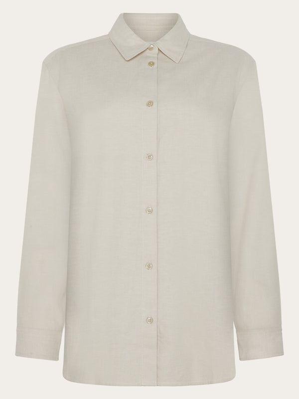 KnowledgeCotton Apparel - WMN Organic Cotton Flannel Shirt GOTS Shirts 1228 Light feather gray