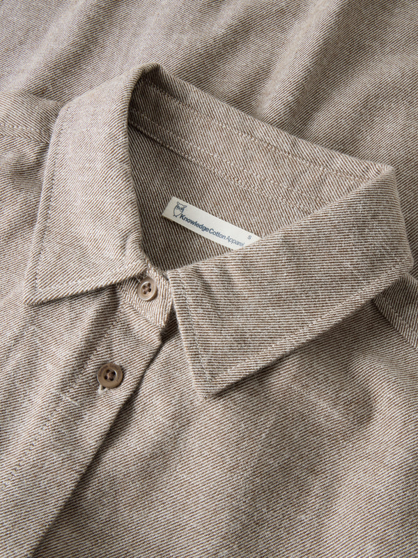 KnowledgeCotton Apparel - WMN Organic Cotton Flannel Shirt GOTS Shirts 1243 Demitasse (brown)