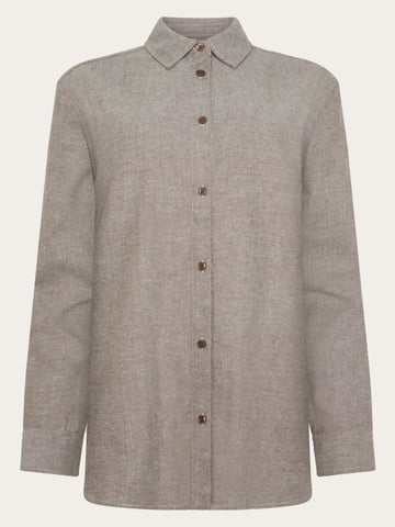 KnowledgeCotton Apparel - WMN Organic Cotton Flannel Shirt GOTS Shirts 1243 Demitasse (brown)