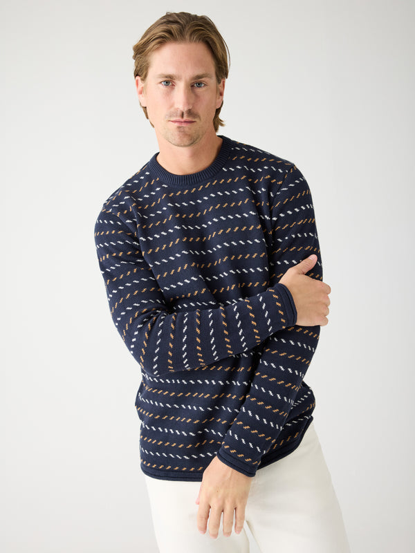 KnowledgeCotton Apparel - MEN Organic Cotton Jacquard Knit - Regenerative Organic Certified™ - GOTS/Vegan Knits 1412 Night Sky