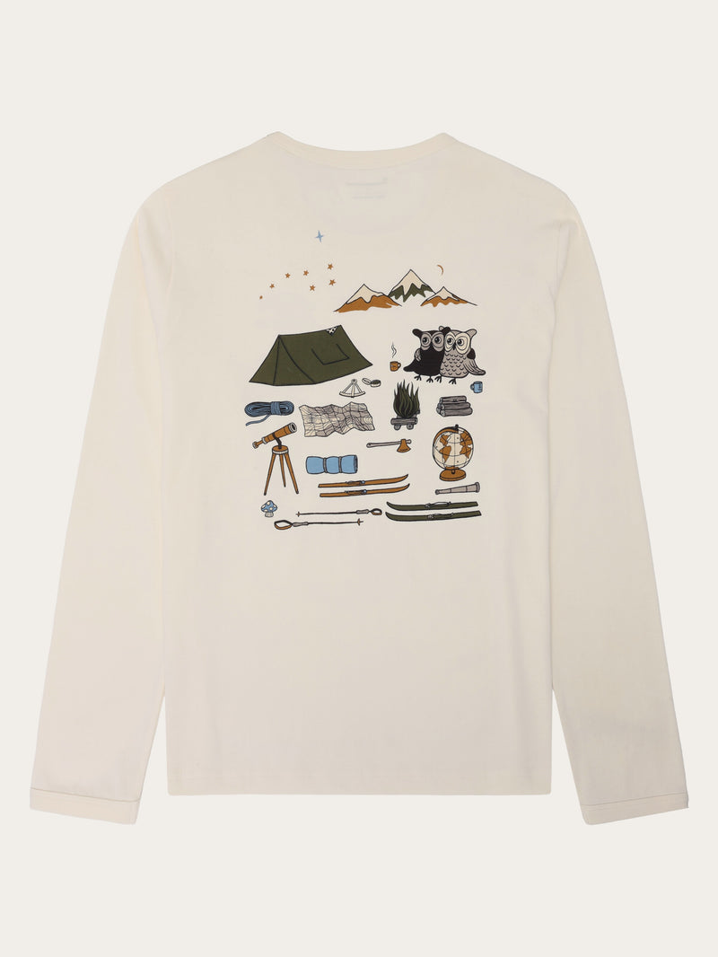 KnowledgeCotton Apparel - MEN Organic Cotton Long sleeved T-shirt GOTS Long Sleeves 1387 Egret