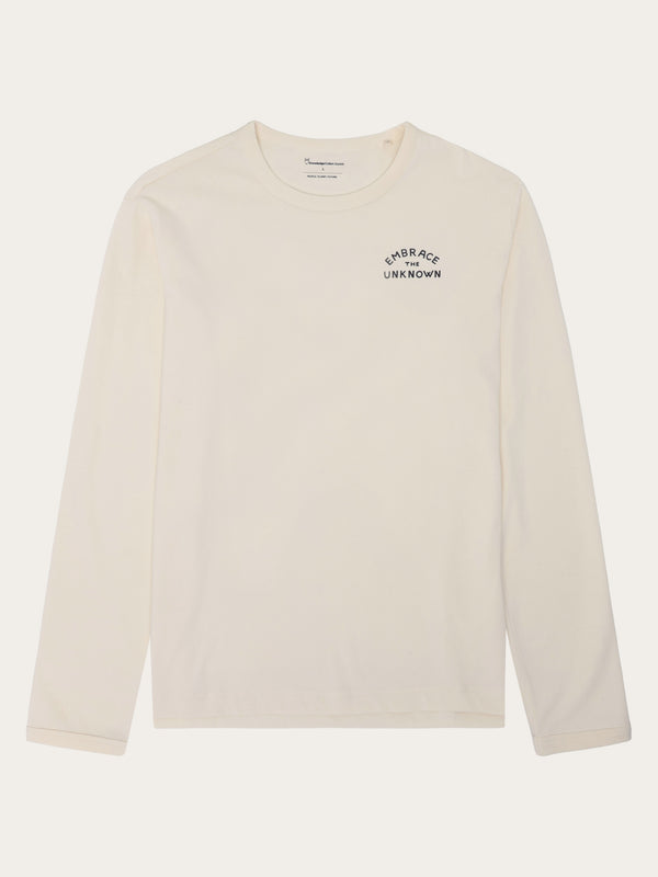 KnowledgeCotton Apparel - MEN Organic Cotton Long sleeved T-shirt GOTS Long Sleeves 1387 Egret