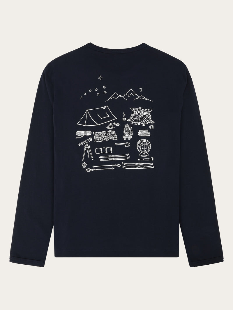 KnowledgeCotton Apparel - MEN Organic Cotton Long sleeved T-shirt GOTS Long Sleeves 1412 Night Sky