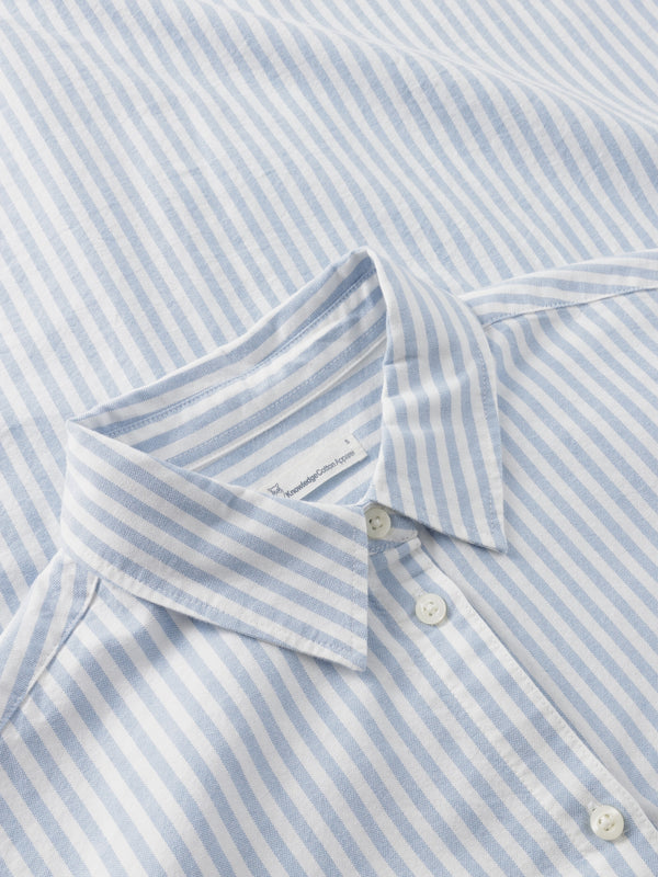 KnowledgeCotton Apparel - WMN Organic Cotton Oxford Shirt GOTS Shirts 8021 Blue stripe