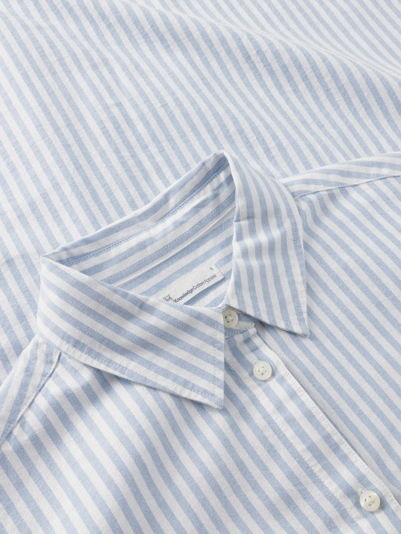KnowledgeCotton Apparel - WMN Organic Cotton Oxford Shirt GOTS Shirts 8021 Blue stripe